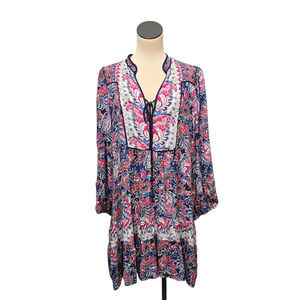 Anthropologie A+ Dress Womens 1X Paisley Floral Boho Tunic‎ Peasant Viscose Pink